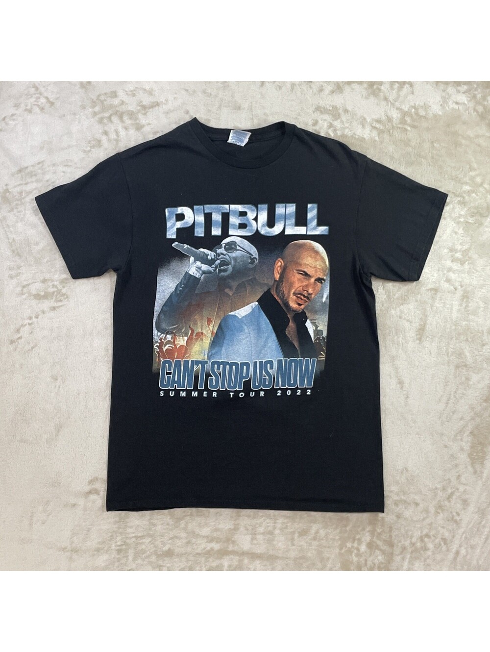 Pitbull Can't Stop Us Now Summer Tour 2022 T-Shirt Iggy Azalea Black Mens Medium